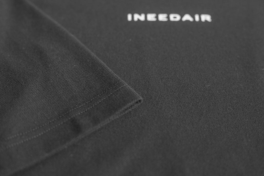 INEEDAIR - MOCKNECK RAGLAN T-SHIRT PIQUE BLACK - AMELIE LENS